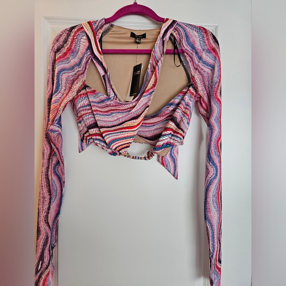 AFRM Colorful Swirl Pattern Crop Top - Picture 4 of 6